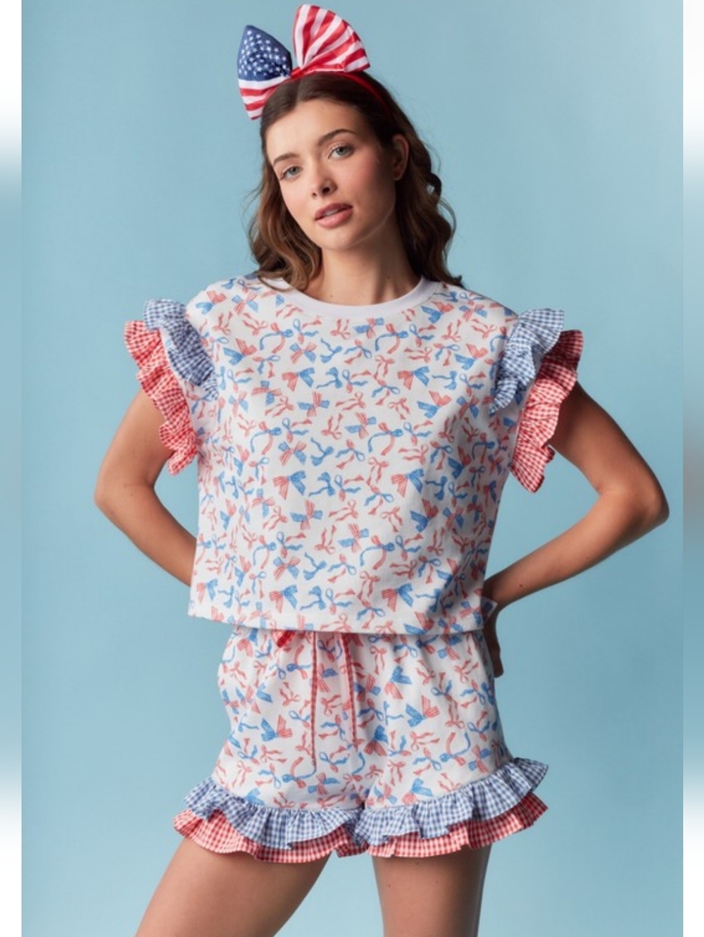 🇺🇸 Ruffled Patriotic-Print Lounge Set